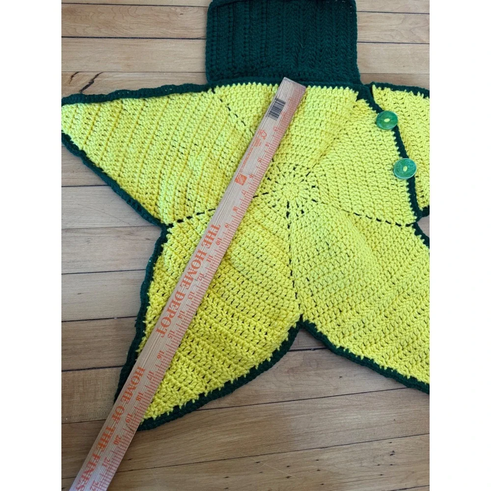 Handmade Crochet Star Baby Bunting Bag Hooded Swaddle Yellow Green